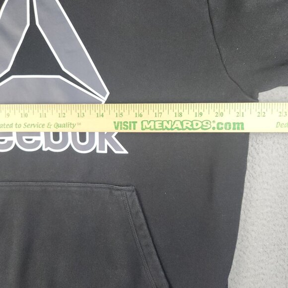 Reebok Hoodie Men's Medium Black Jumper Pullover Hooded Sweatshirt Cotton Blend - Picture 8 of 12